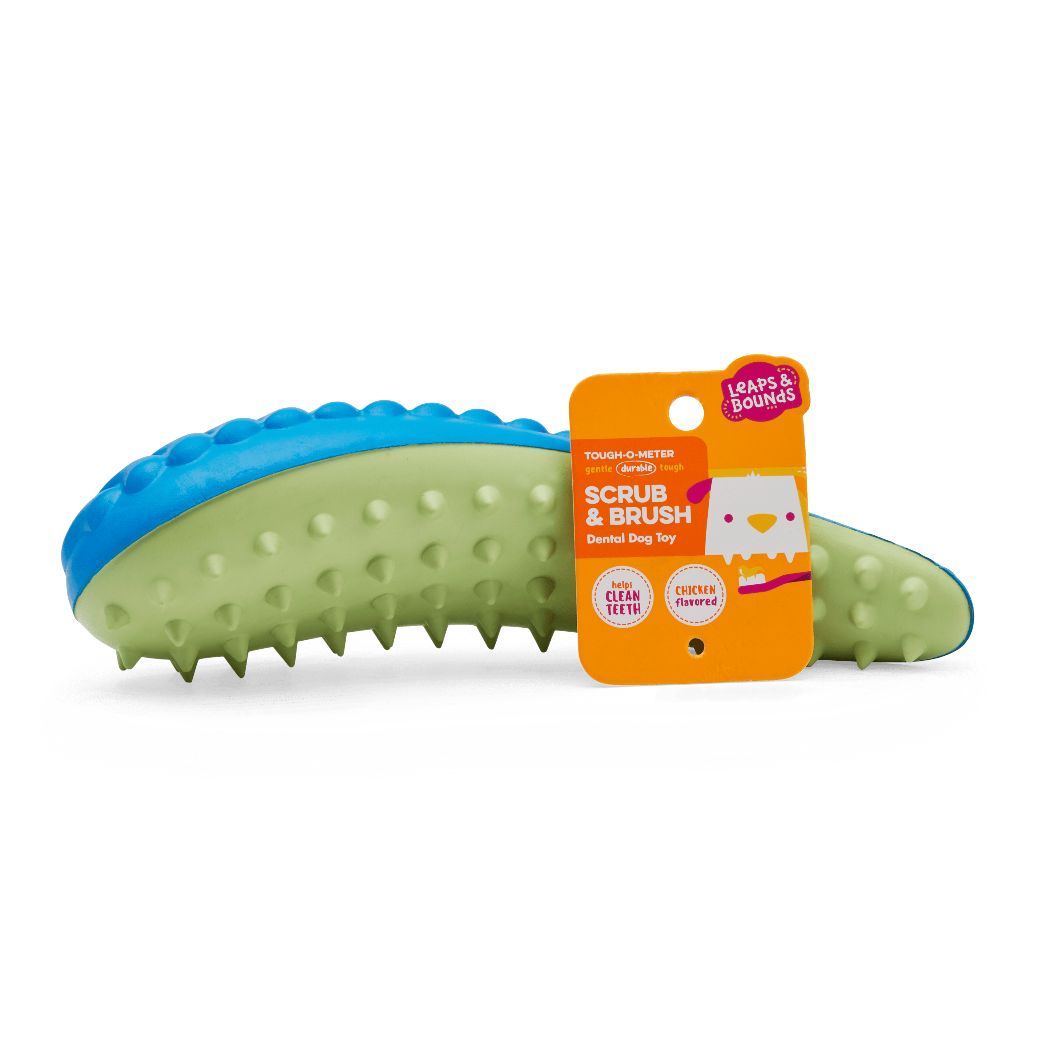 Leaps  Bounds Blue  Green Dental Chew Oval Dog Toy， X-Small