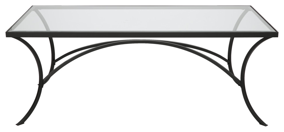 Alayna Black Metal  ampGlass Coffee Table   Transitional   Coffee Tables   by Ownax  Houzz