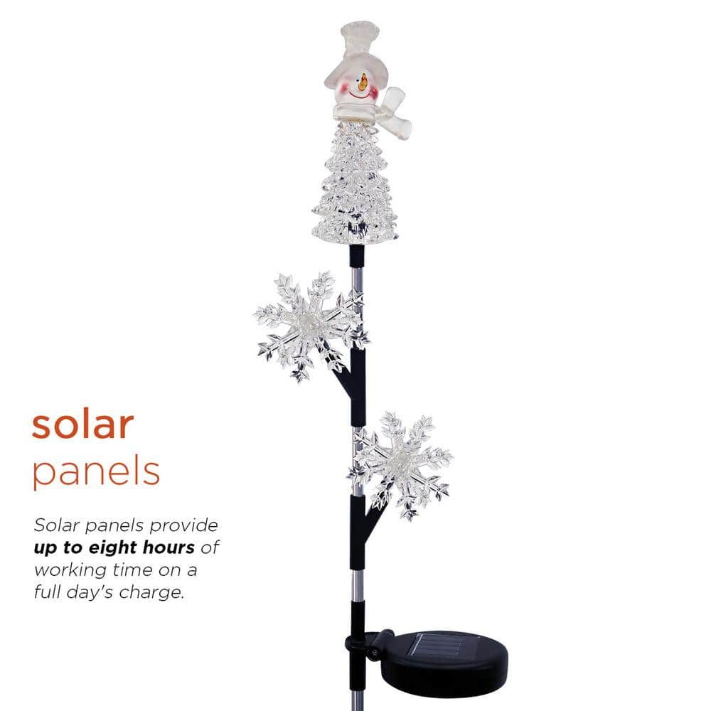 Alpine Corporation 33 in. Tall Snowman and Snowflakes Christmas Stake Holiday Decor SOT882SLR-HH