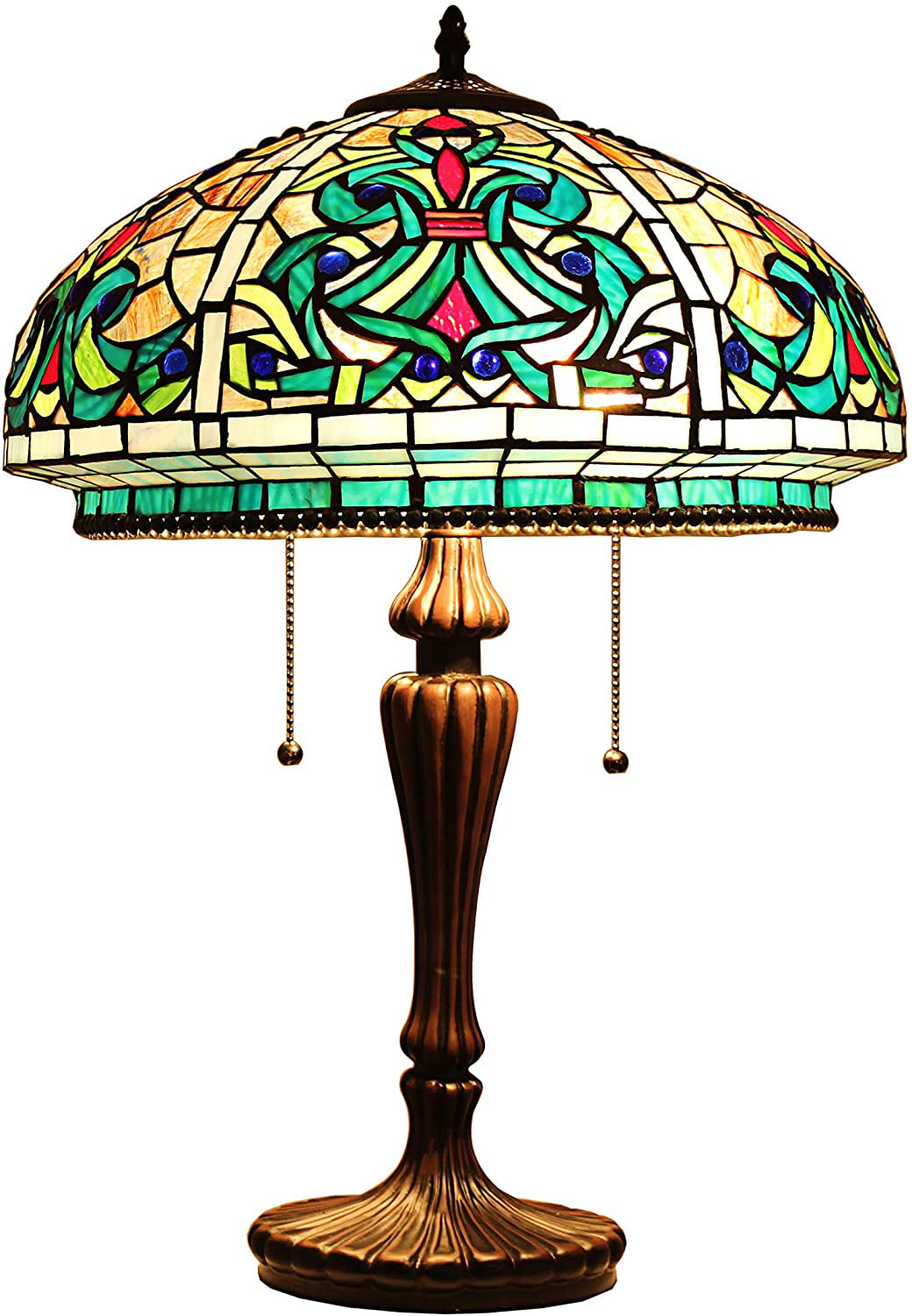 RADIANCE Goods Tiffany-Style Victorian Stained Glass Table Lamp 17" Width