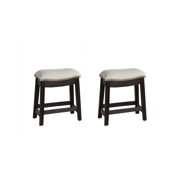 Grey PU Upholstery Bar Stool， Set of 2