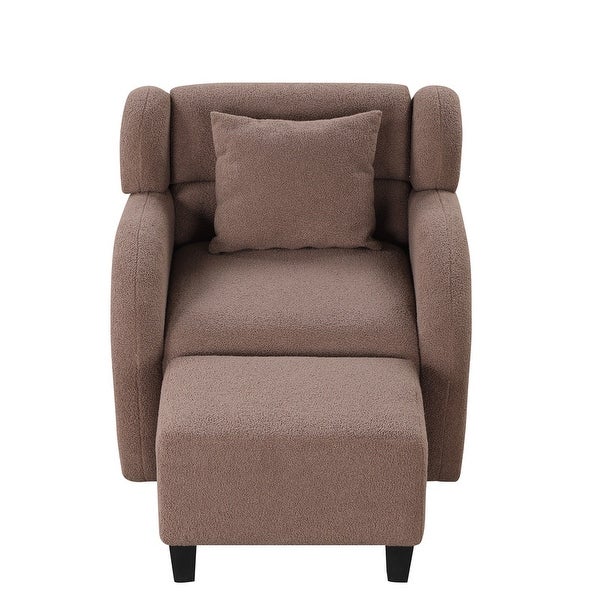 360-Degree Swivel Accent Chair Barrel Chair w/ Footstool for Living Room