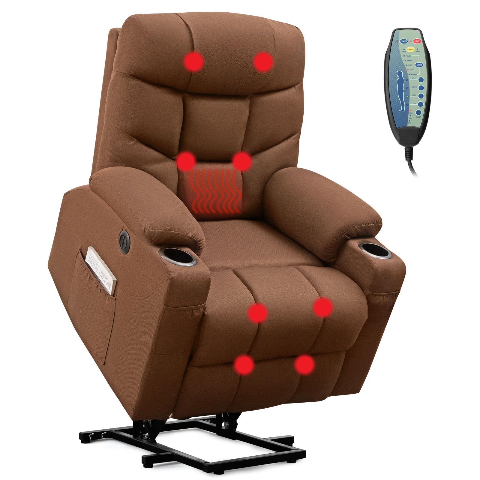 Giantex Recliner Chair, Electric Power Lift Recliner Sofa with Massage and Heat, Adjustable Backrest & Footrest