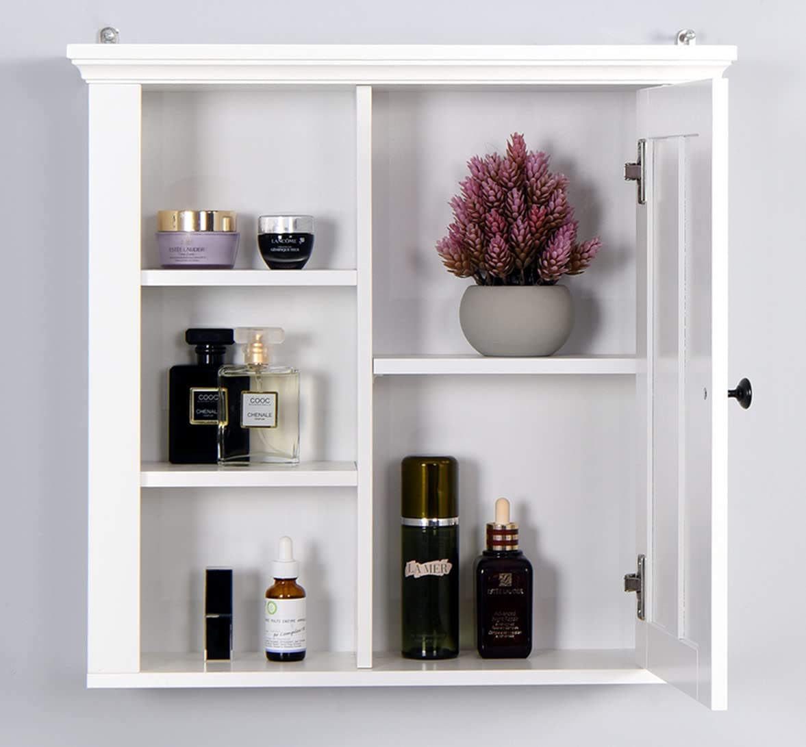 Bathroom Medicine Cabinet, White Wall Cabinet with a Door, Wood Storage Organizer