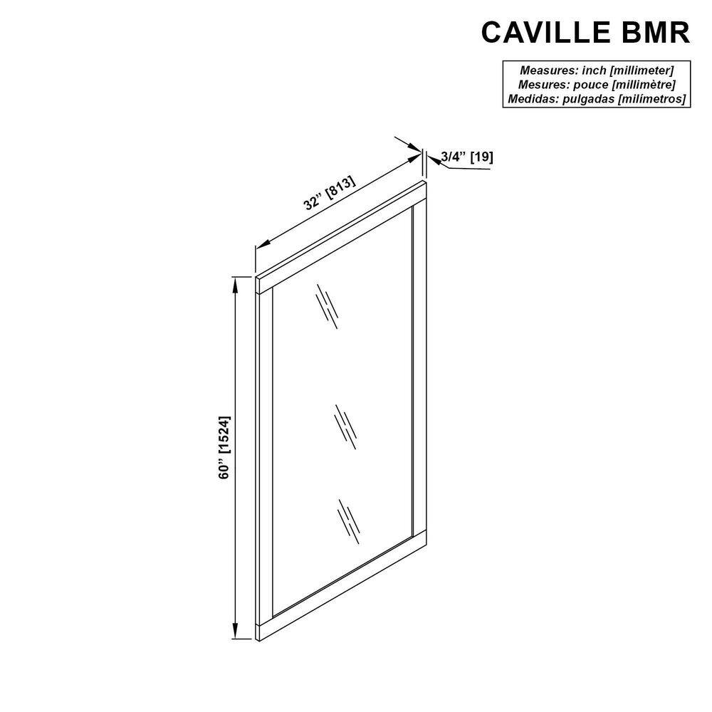 Home Decorators Collection Caville 60 in. W x 32 in. H Rectangular Framed Wall Mount Bathroom Vanity Mirror in White Caville BMR-W