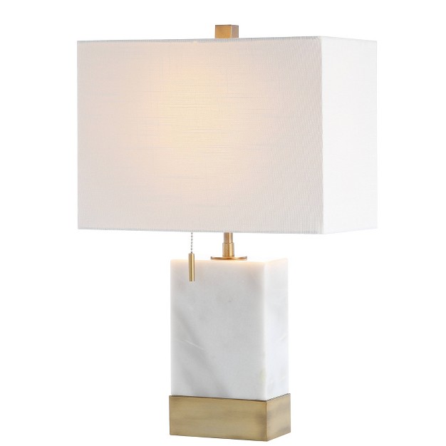 Marble And Iron Trevor Modern Console Table Lamp includes Led Light Bulb White And Gold Jonathan Y