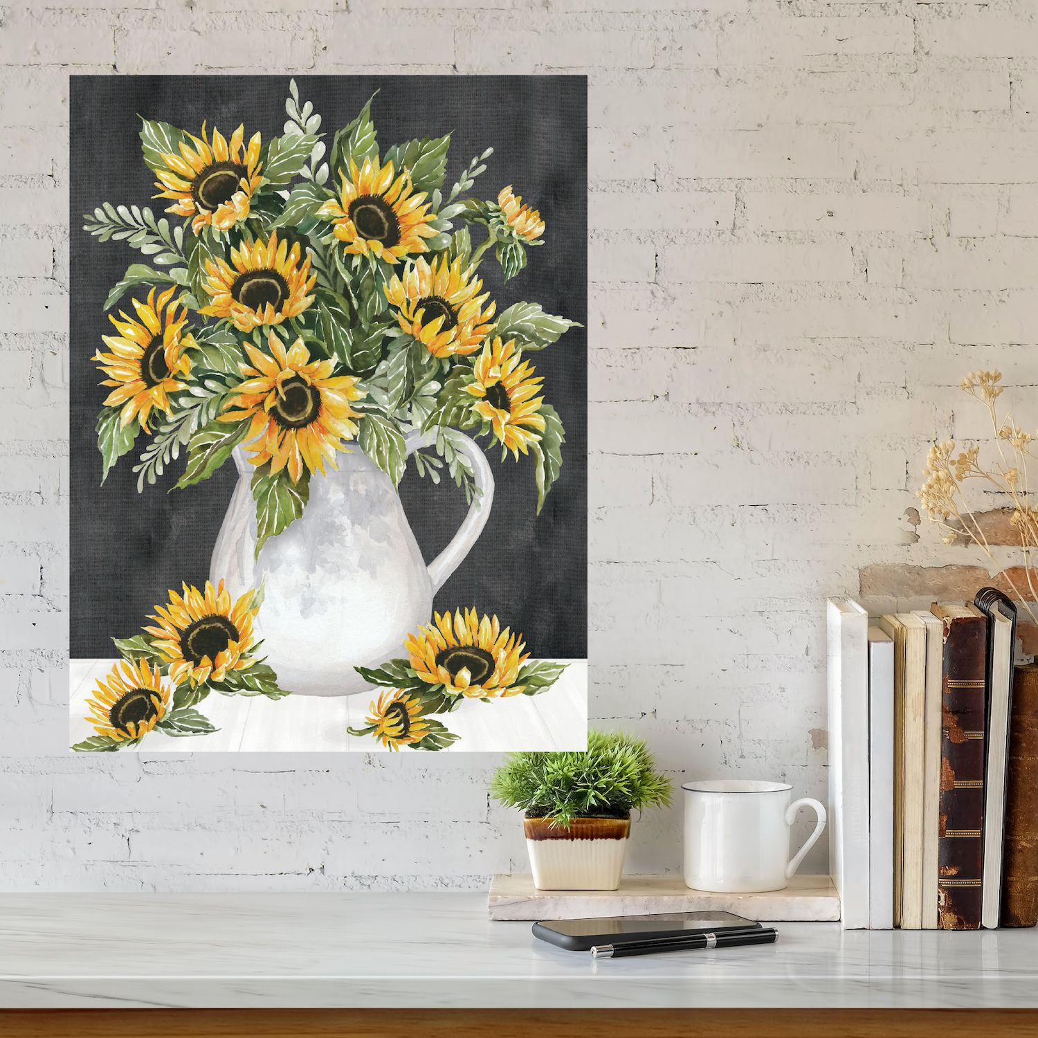 COURTSIDE MARKET Sunflower Pitcher Canvas Wall Art