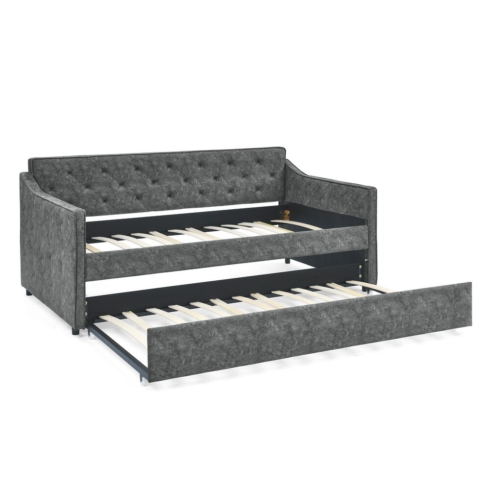 Sofa Bed  Twin Size Daybed with Twin Size Trundle Upholstered Tufted Sofa Bed  Sleeper Sofa