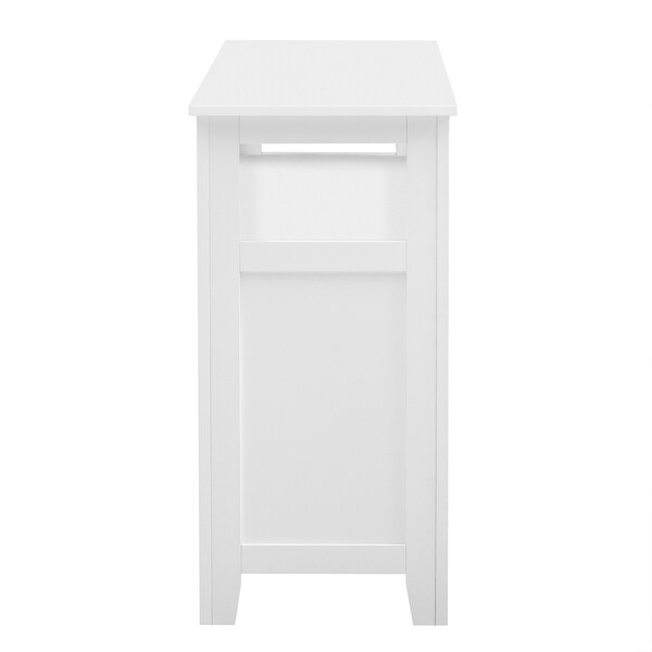 White Entryway Console Table with Shelves Storage Grid