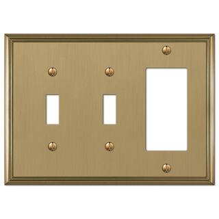 AMERELLE Rhodes 3 Gang 2-Toggle and 1-Rocker Metal Wall Plate - Brushed Bronze 77TTRBZ