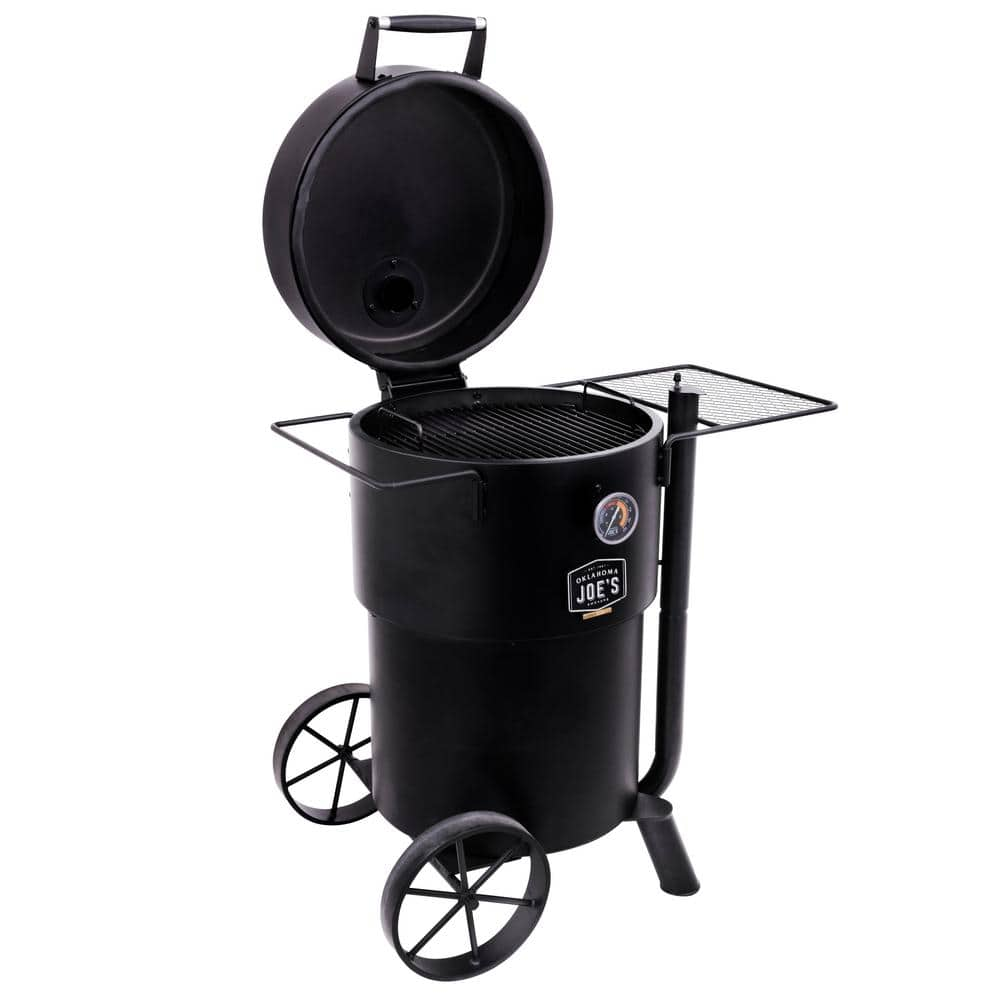 OKLAHOMA JOE'S Bronco Charcoal Drum Smoker Grill in Black with 284 sq. in. Cooking Space 19202089