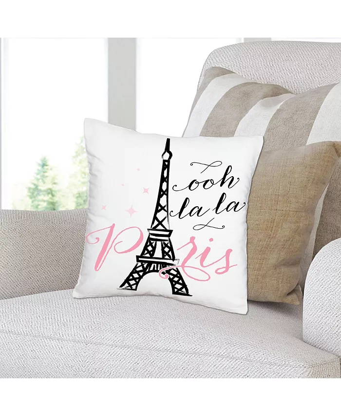 Big Dot of Happiness Paris， Ooh La La - Home Decorative Cushion Case Throw Pillow Cover - 16 x 16 In