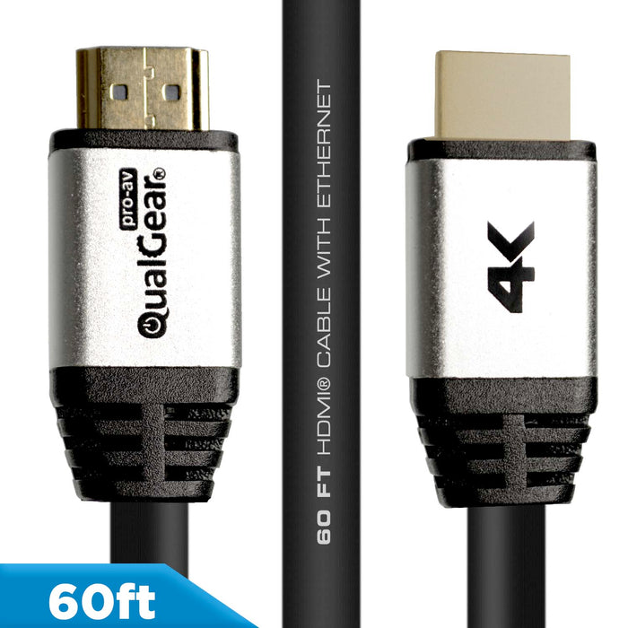 QualGear 60 Ft HighSpeed Long HDMI 20 Cable with 24K Gold Plated Co