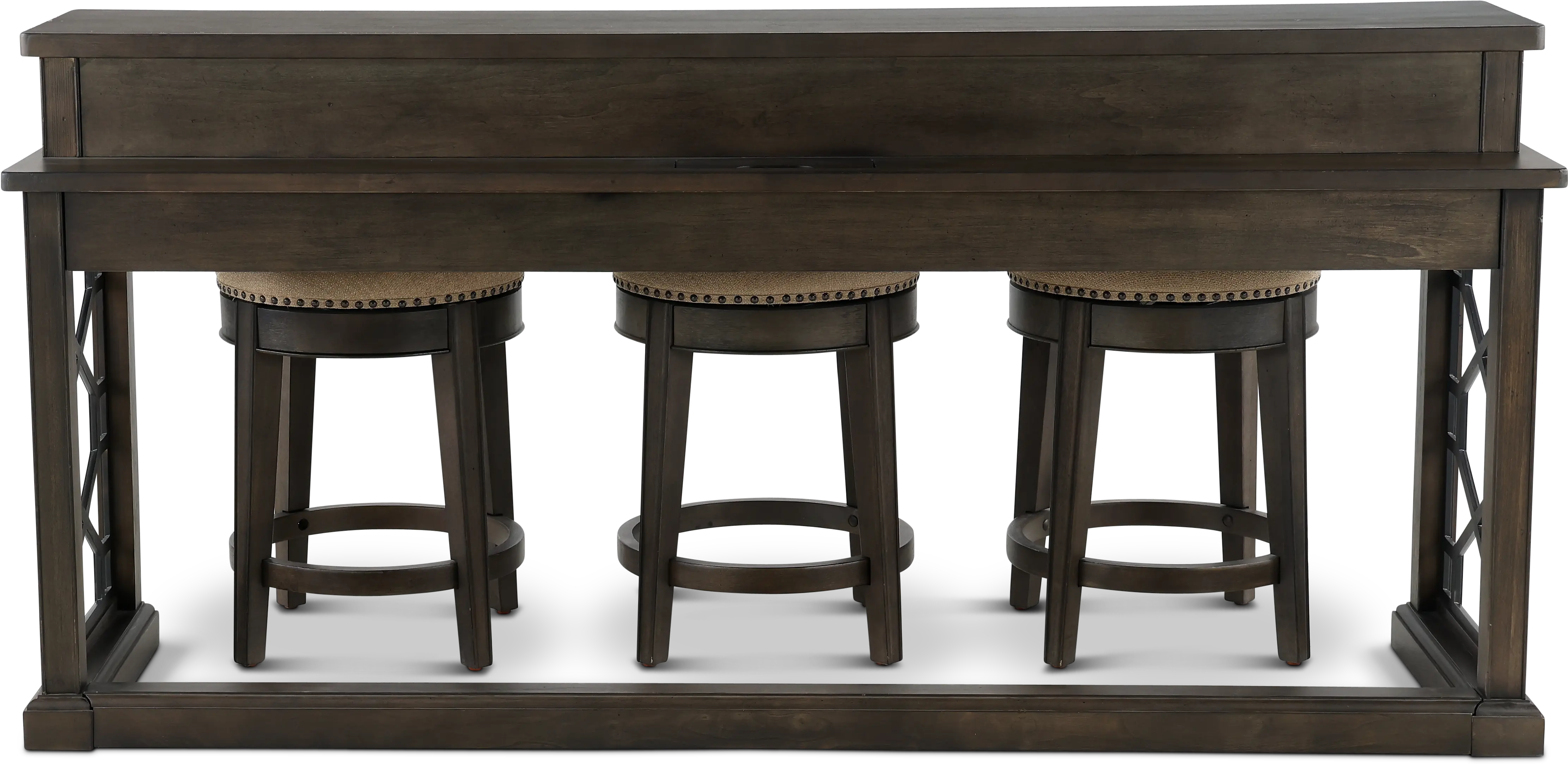 Sun Smokey Gray Console Table with 3 Barstools