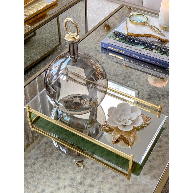 Classic Touch Oblong Mirror Tray With Gold Handles 15 75 quot l