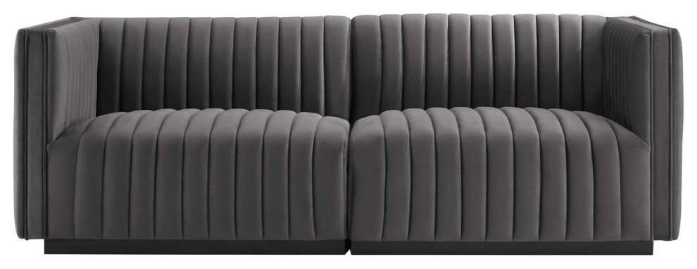 Conjure Channel Tufted Velvet Loveseat   Transitional   Loveseats   by Modway  Houzz