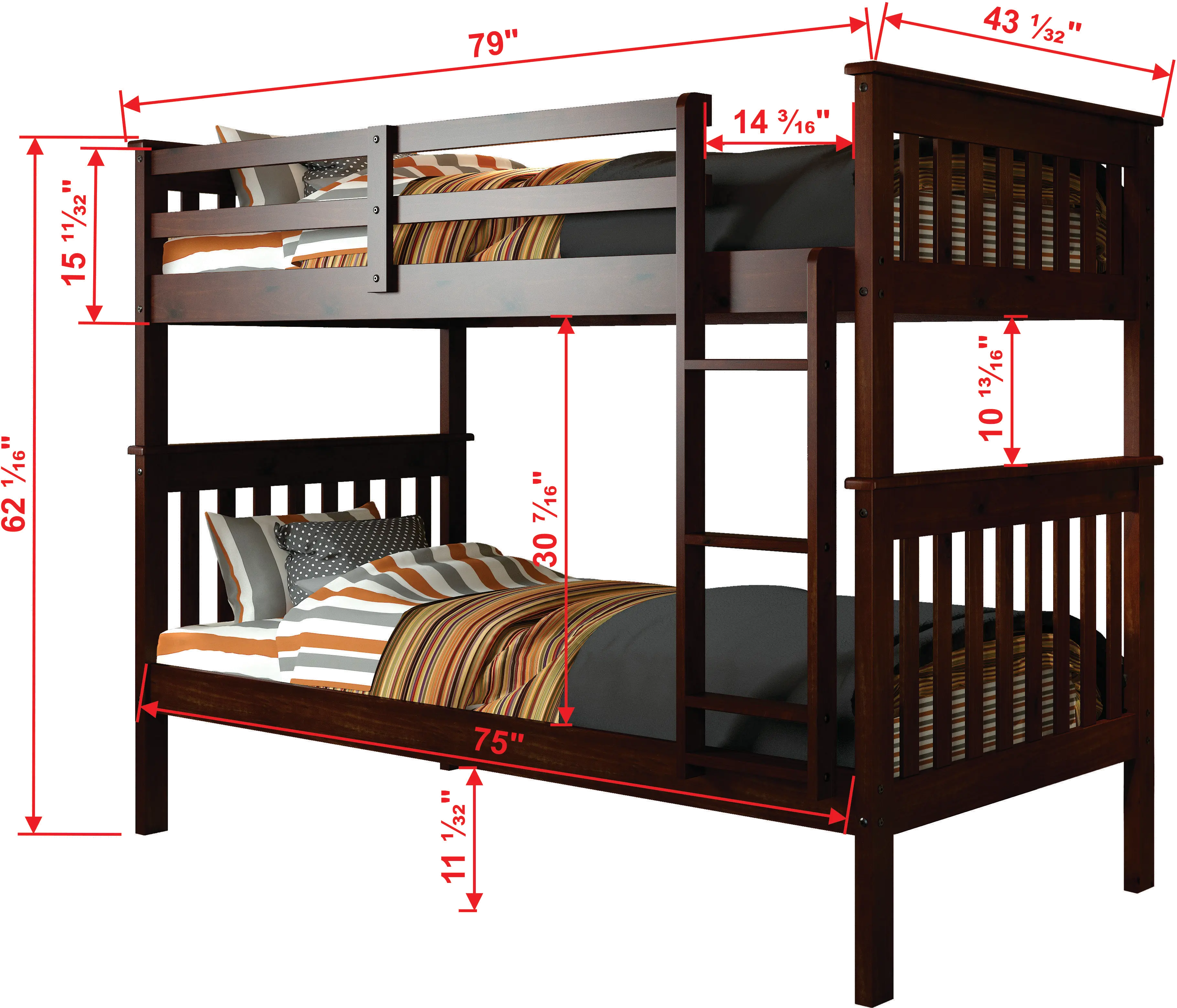 Mission Dark Brown Twin-over-Twin Bunk Bed