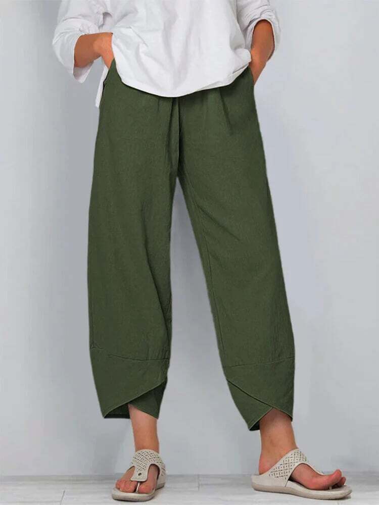 Womens Solid Color Simple Loose Casual Ankle pants