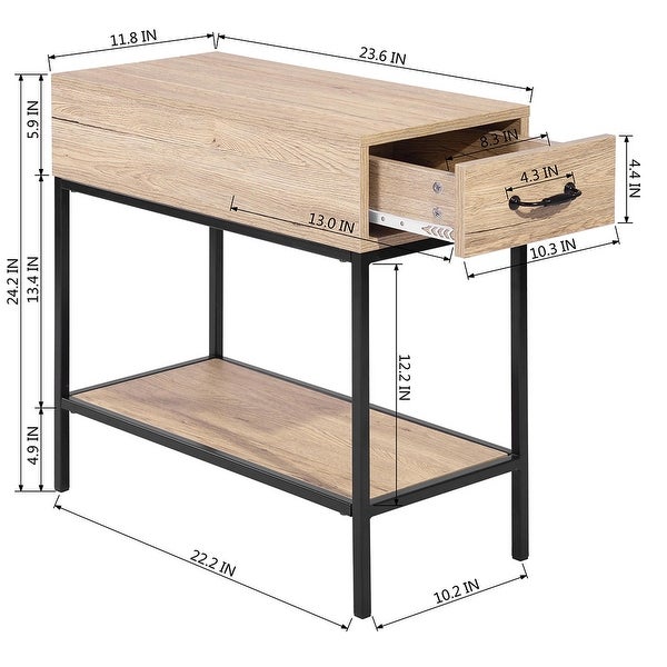 Narrow Side Table with 1 Drawer and 1 Shelf