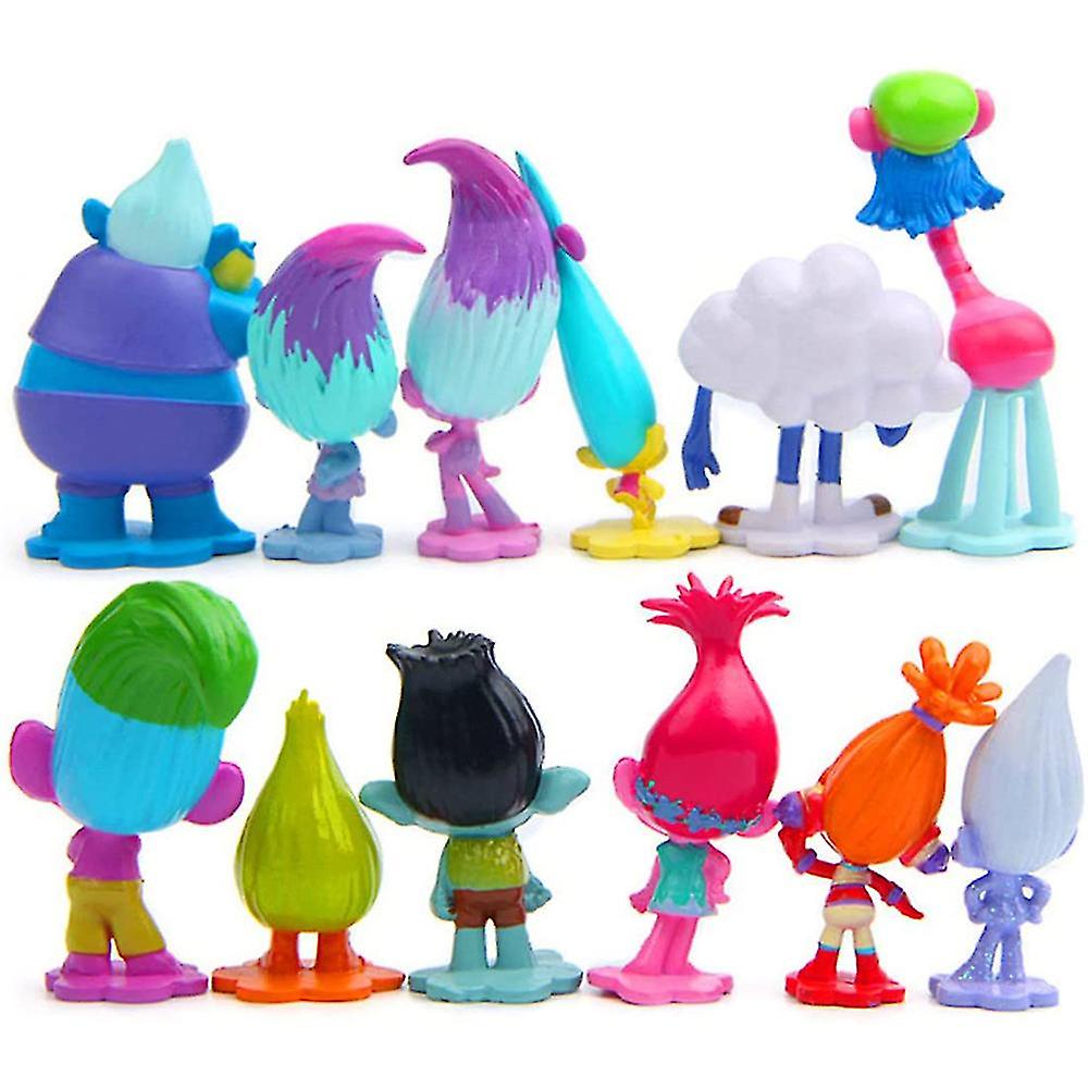 12 Pcs Troll Toys， Mini Troll Figure Toys Model Dolls Table Home Decoration Kids Gifts