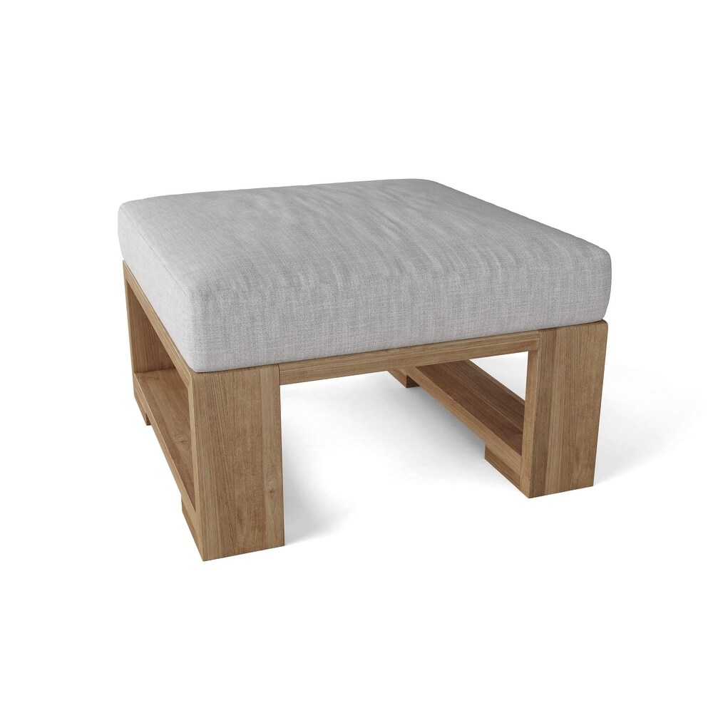 Capistrano Teak Outdoor Ottoman with Sunbrella Cushions