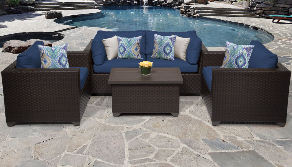 Belle 5 Piece Outdoor Wicker Patio Furniture Set 05b   Tropical   Outdoor Lounge Sets   by Design Furnishings  Houzz