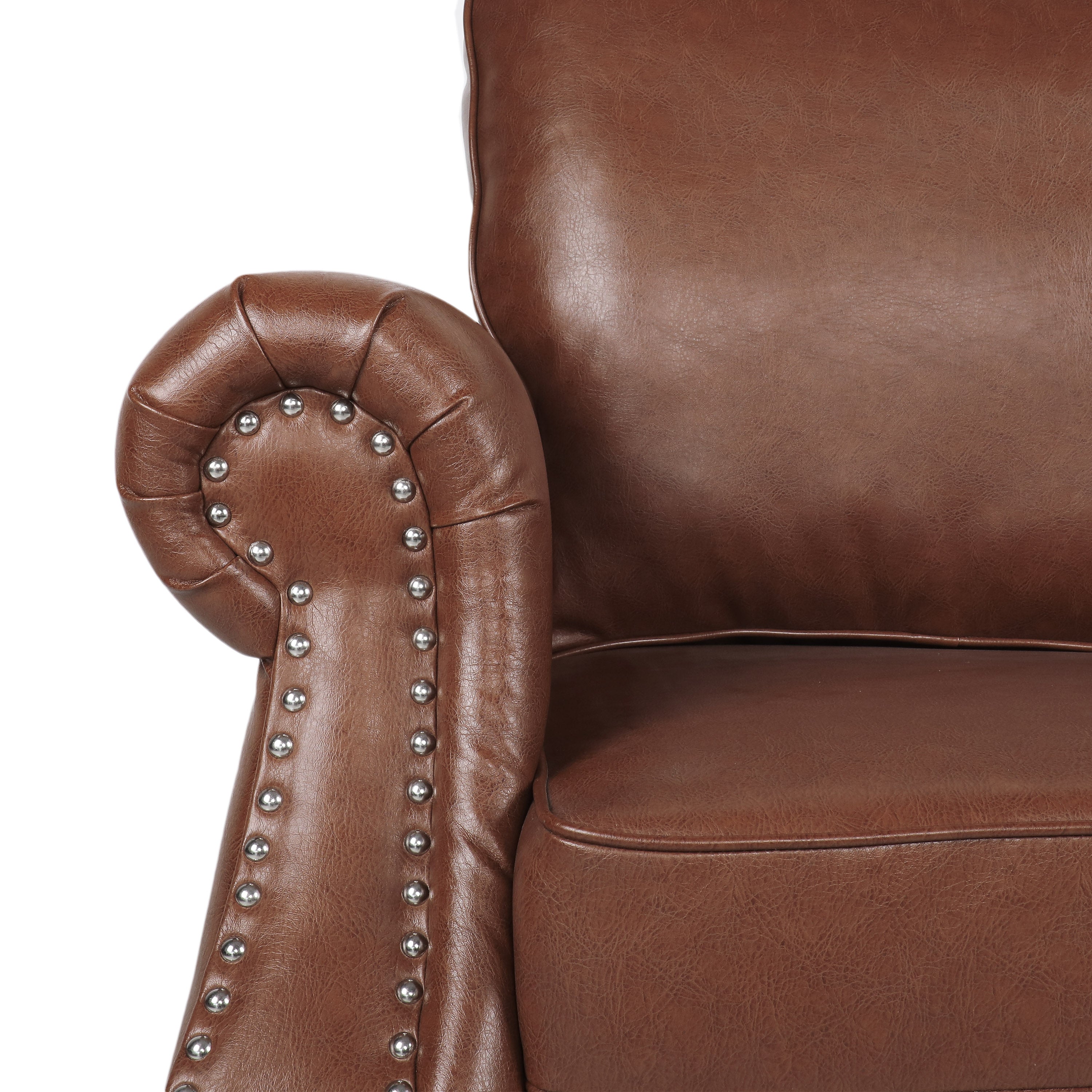 Pochelon Contemporary Faux Leather Loveseat with Nailhead Trim