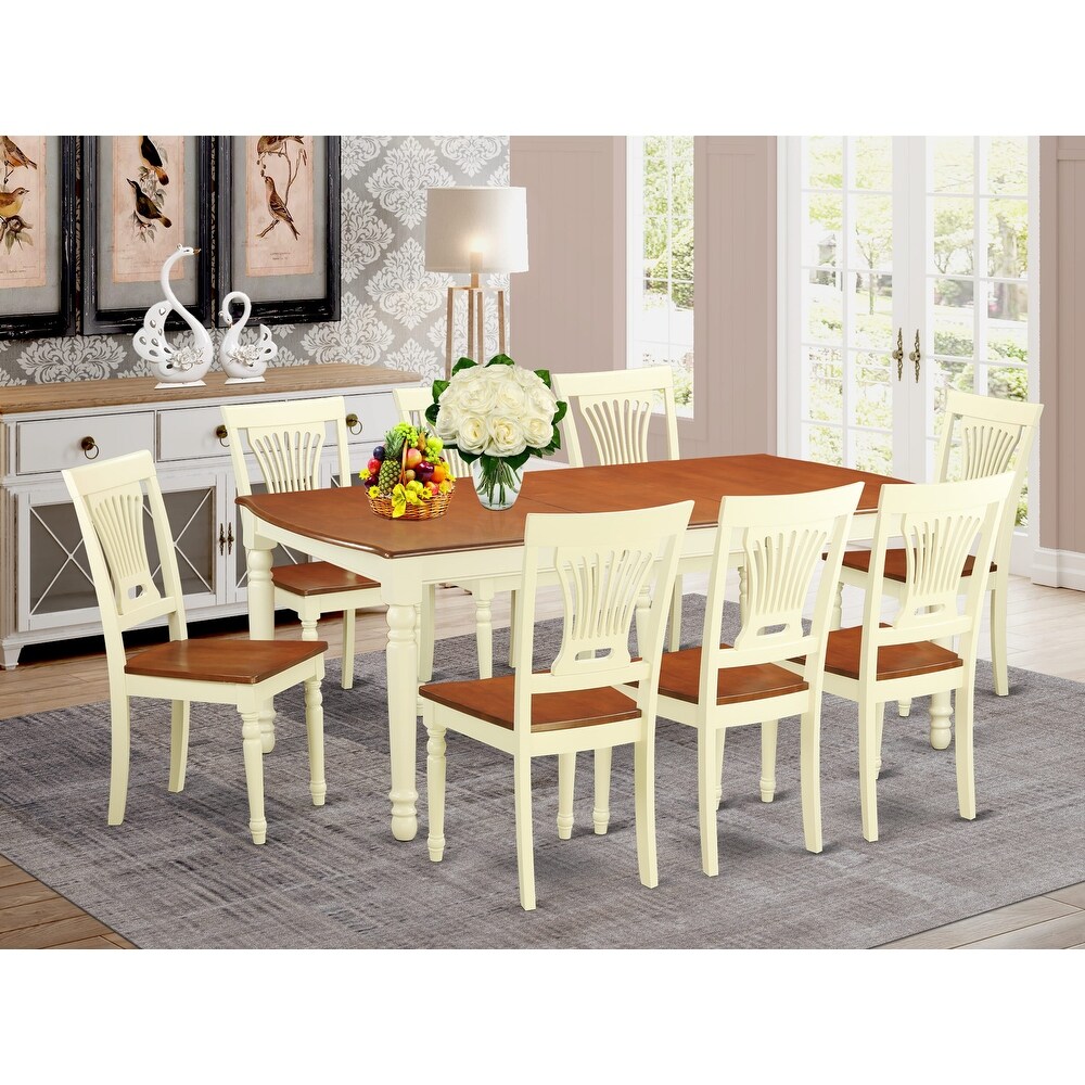 East West Furniture 9 Piece Dining Table Set   a Dinner Table and 8 Dining Room Chairs  Buttermilk   Cherry(Seat Option)