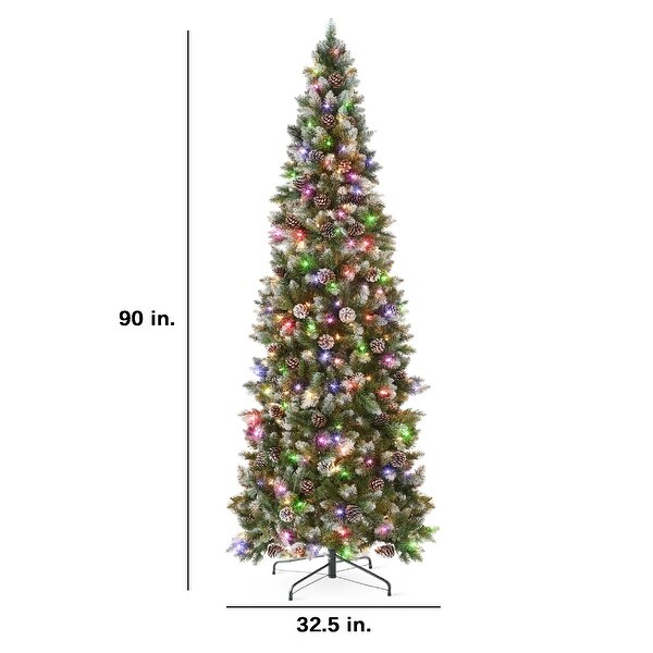 PreLit Partially Flocked Christmas Tree w/ 2in1 Multicolor Lights