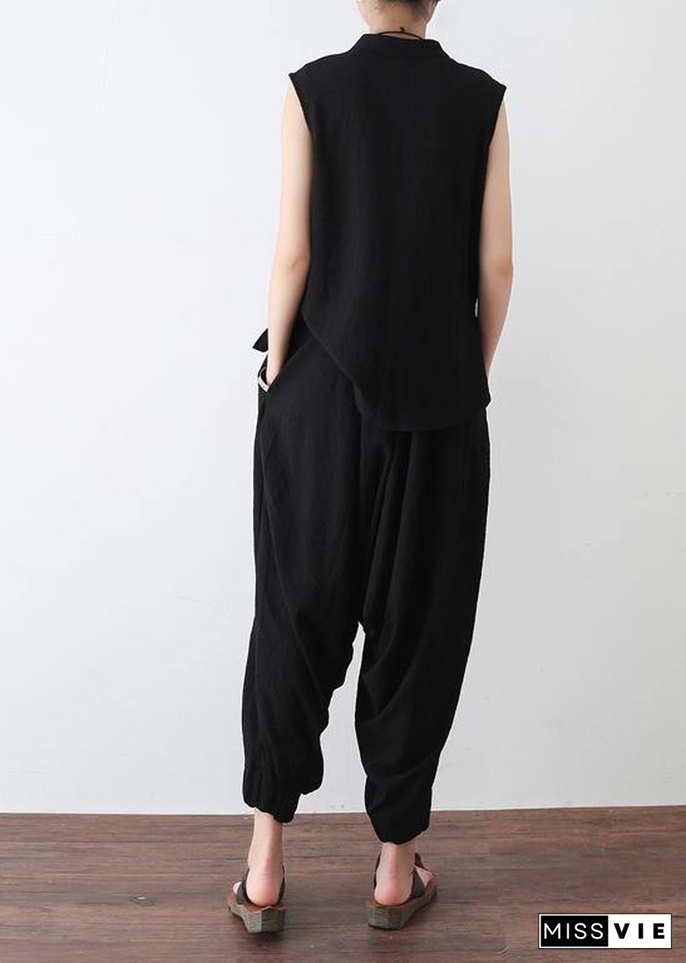 summer new sleeveless pullover tops with elastic waist pants