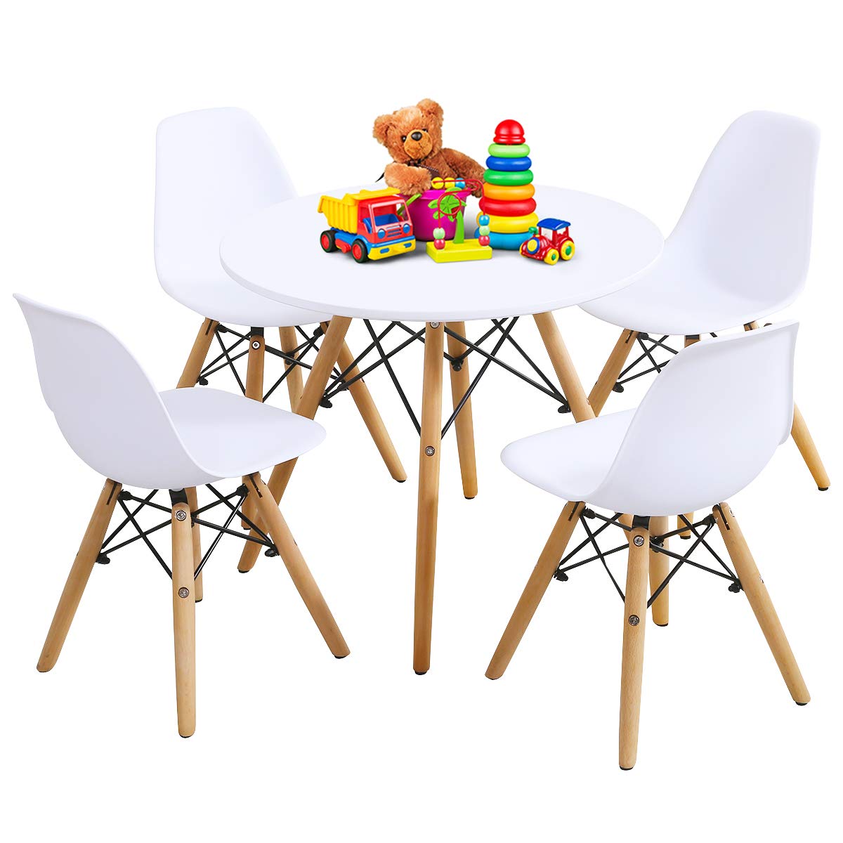 Kids Table and Chair Set (Colorful/White, Table & 2/ 4 Chairs)