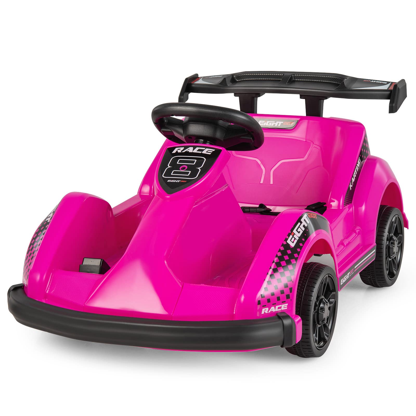 Costzon Ride on Car, Go Cart for Kids with Remote Control, Safety Belt, Music, USB Port, Forward/Backward