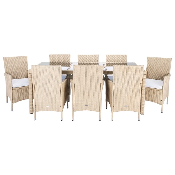 SAFAVIEH Outdoor Hailee 9Piece Wicker Dining Set