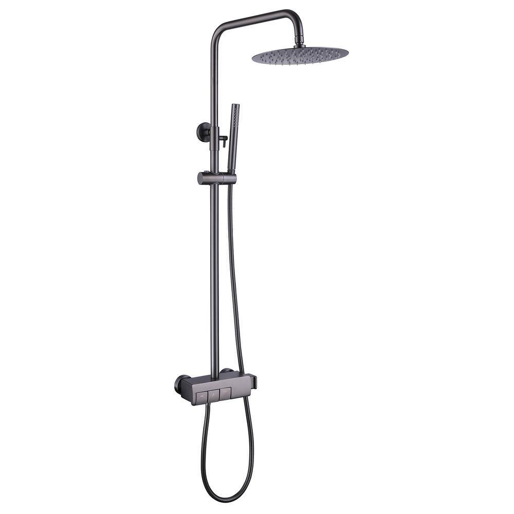 Tomfaucet 3-Spray Tub and Shower Faucet with Hand Shower in Gun Gray (Valve Included) TFB1036GR