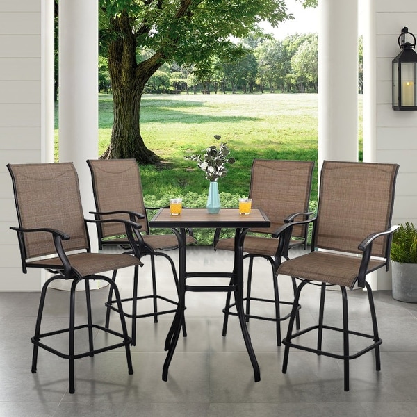 MAISON ARTS 3/5Piece Patio Swivel High Back Bar Stools Set