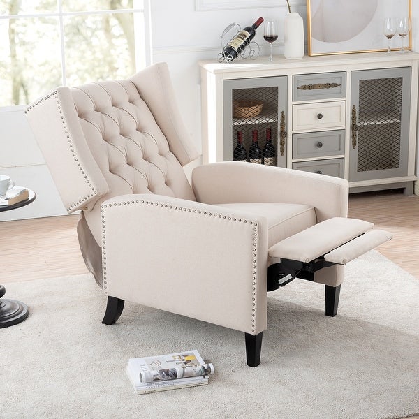 Manual Wing Upholstered Accent Chair Armchair with Tufted Back - 27