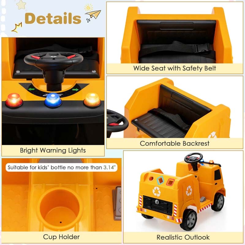 12V Kids Ride On Recycling Trash Truck Battery Powered RC Riding Toy Car with Recycling Accessories