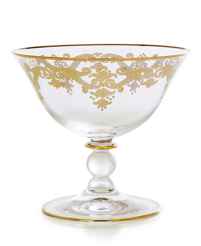 Classic Touch Footed Serving Bowl With 24K Gold Artwork