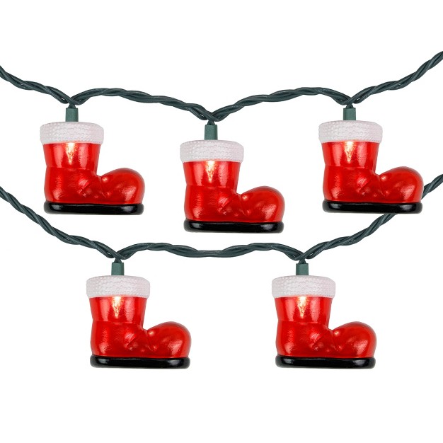 Northlight 10 count Santa x27 s Boots Christmas Light Set 7 5ft Green Wire