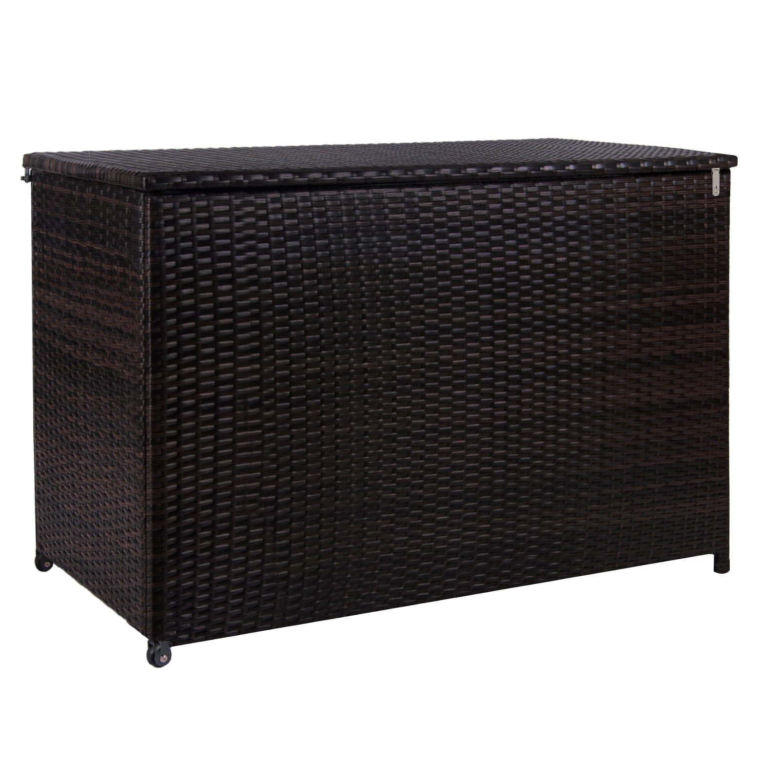 150 Gal Outdoor Storage Wicker Deck Box,Waterproof Lockable Container Rattan Storage Box,Brown