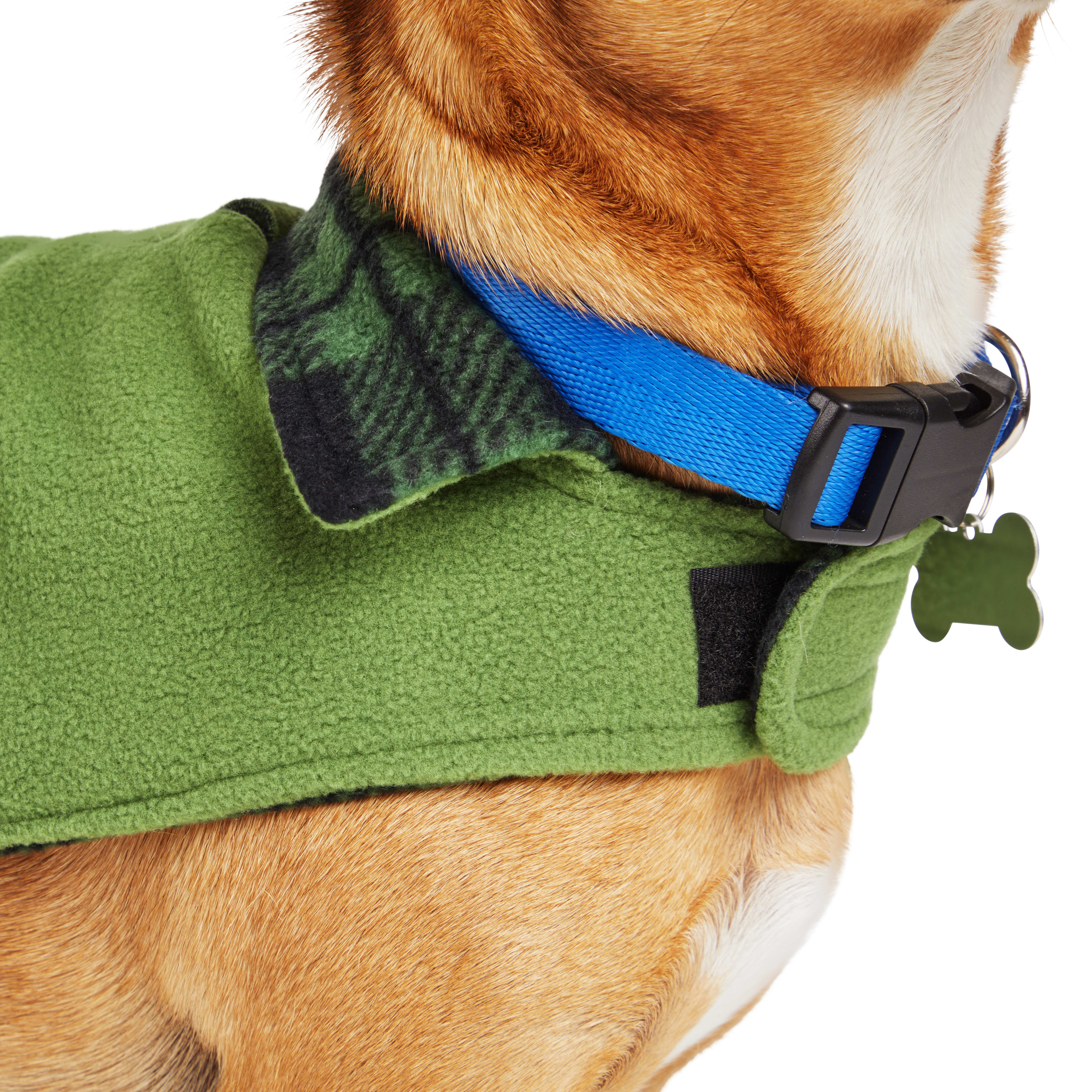 YOULY Green Check Cozy Dog Coat， X-Small/Small