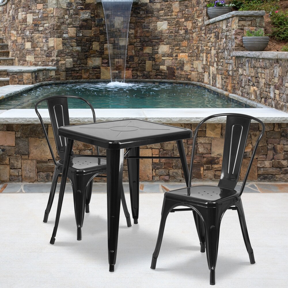 23.75 inch Square 3 piece Metal Indoor/ Outdoor Dining Set