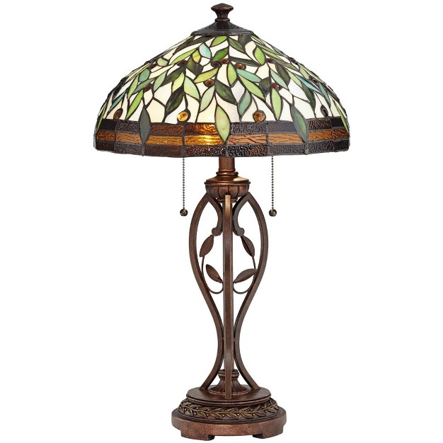 High Bronze Leaf And Vine Glass Shade For Living Room Family Bedroom Bedside Nightstand