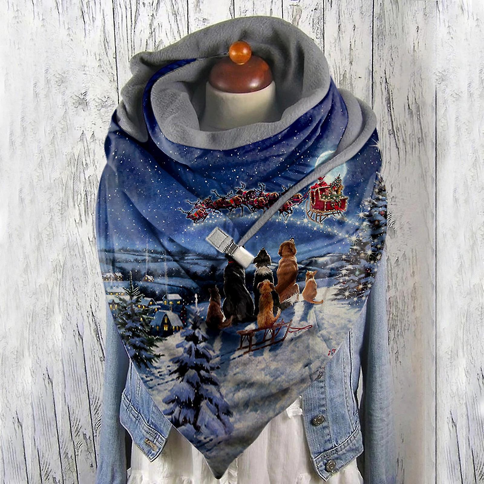 Women Christmas Printing Scarf Fashion Multi-purpose Shawl Scarf