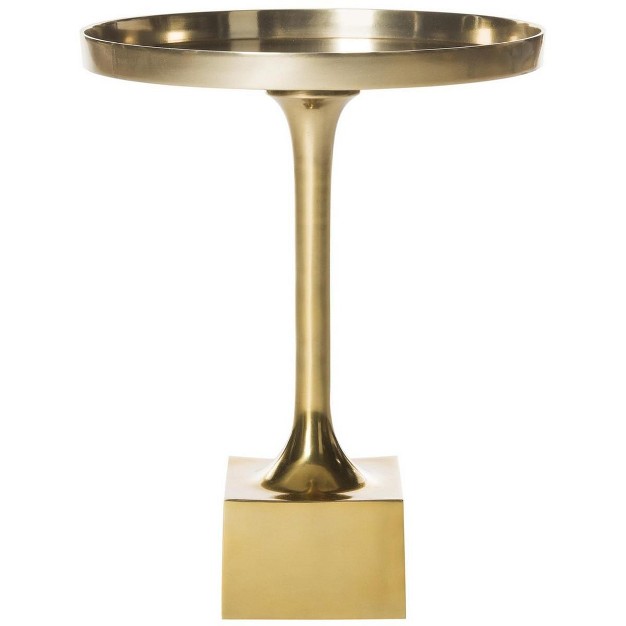 Corvus Round Side Table Accent Table Antique Brass Safavieh