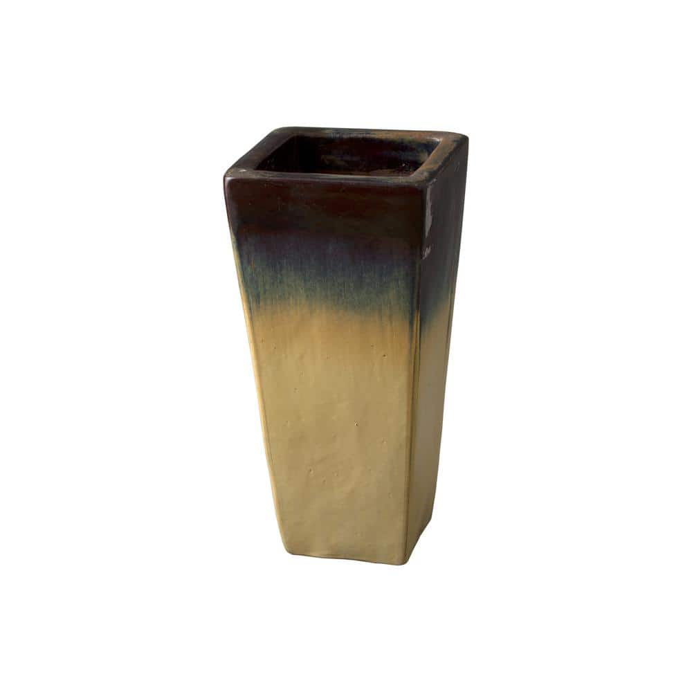 Emissary Tall 10.5 in. L x 24 in. H CreamJava Ceramic Square Planter with Drainage Hole 12757CJ-1