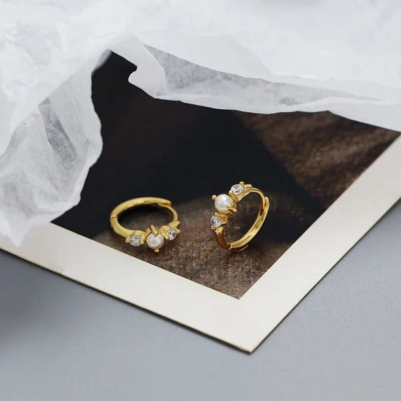 Alexandria Diamond and Pearl Hoops