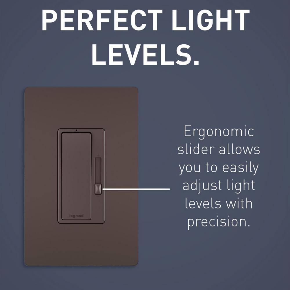 Legrand radiant 450-Watt Single Pole3-Way LEDCFLIncandescent Dimmer with Wall Plate with Dark Bronze RHCL453PWPDB