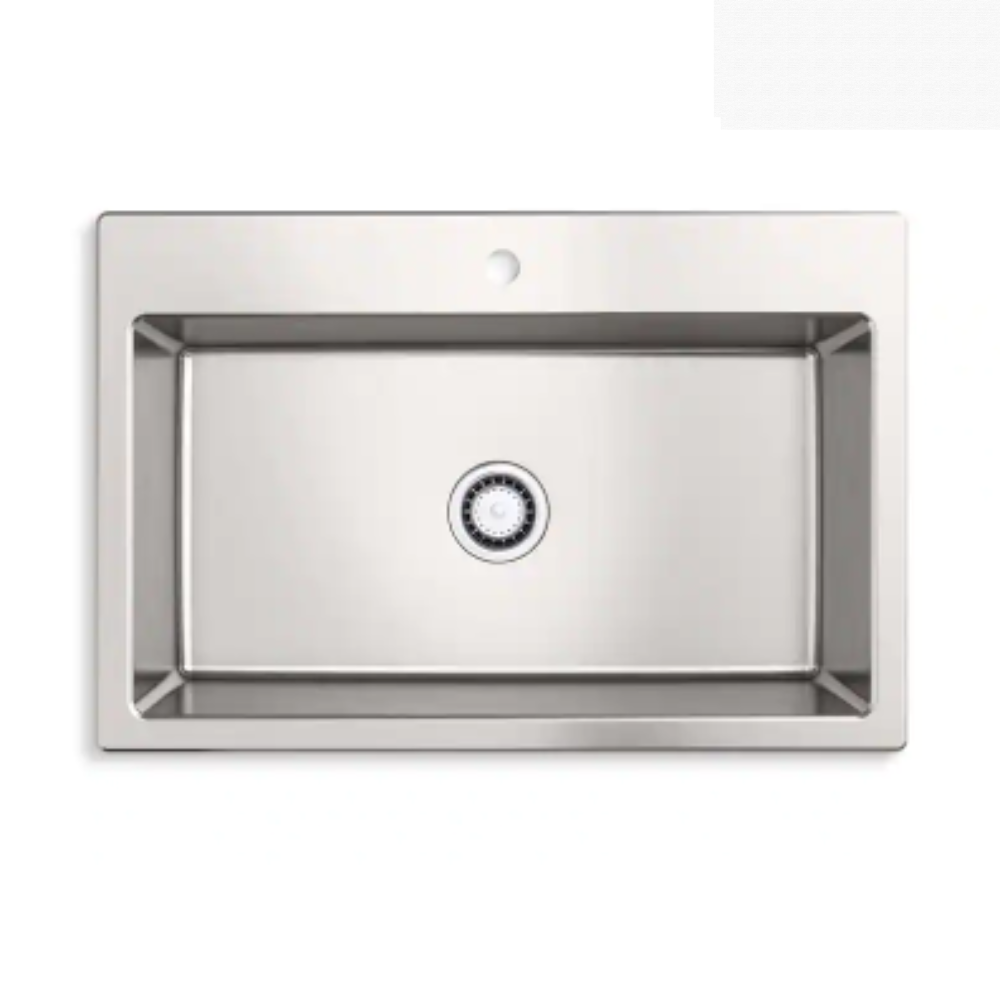 Kohler Cursiva Stainless Steel 33 in. Single Bowl Drop-in or Undermount Kitchen Sink