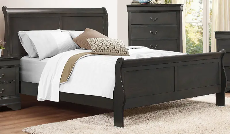 Mayville Slate Gray King Sleigh Bed